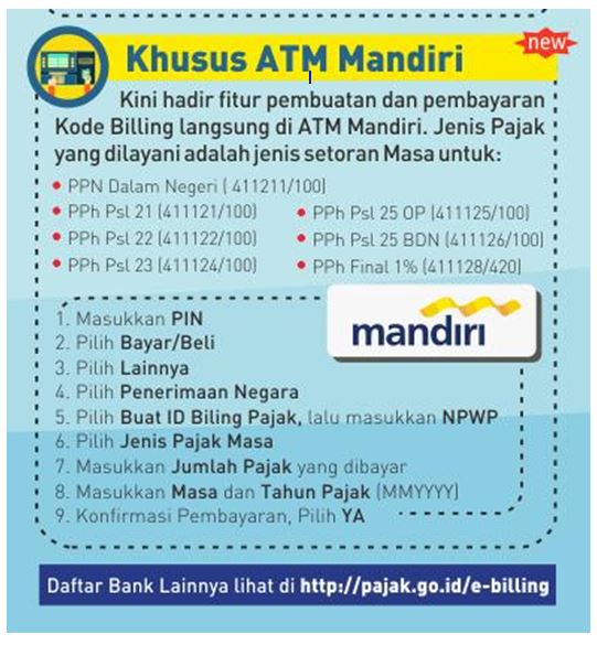 Kode Billing dengan ATM Mandiri