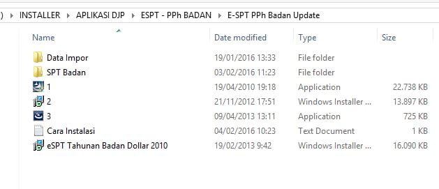 file installer espt PPh Badan
