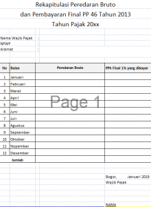  Contoh  Rekapitulasi Peredaran  Bruto  PP 46 Sadar Pajak